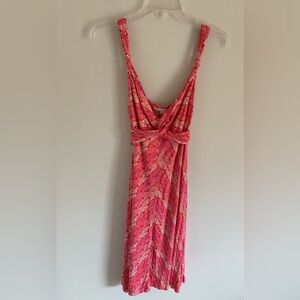 Banana Republic Red/pink Geometric Pattern Tie Back Sundress Size Sm